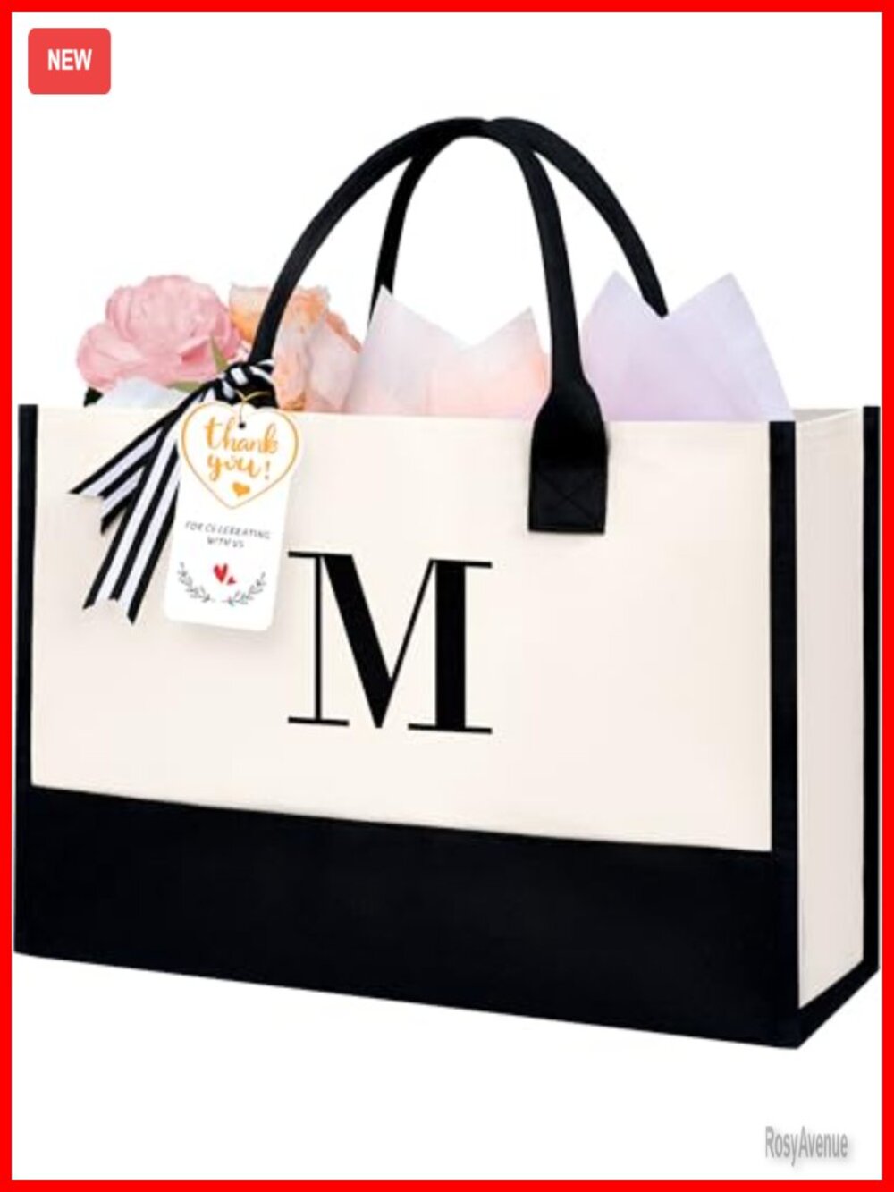 Personalized Initial Tote Bag Jute Canvas Large Monogrammed Beach Teacher Gift